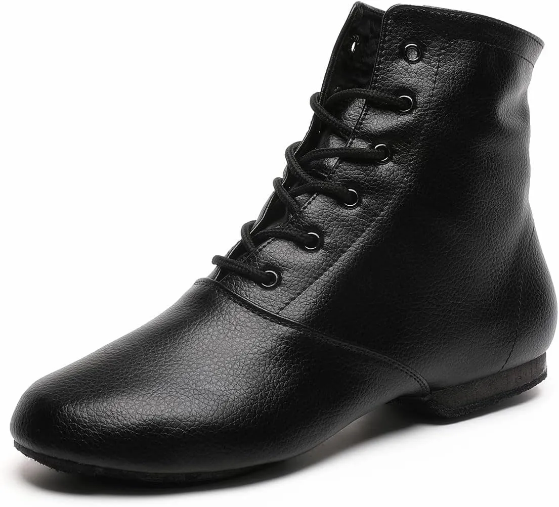 Lace Up Black Jazz Shoes Dance Boots for Women Girls Adult