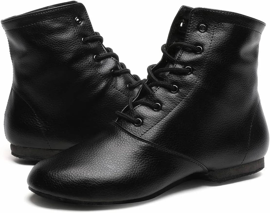 Lace Up Black Jazz Shoes Dance Boots for Women Girls Adult