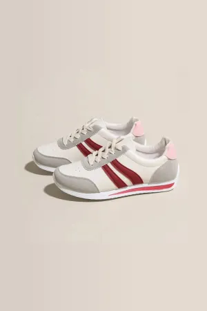 Lace Up Contrast Round Toe Flats Sneakers