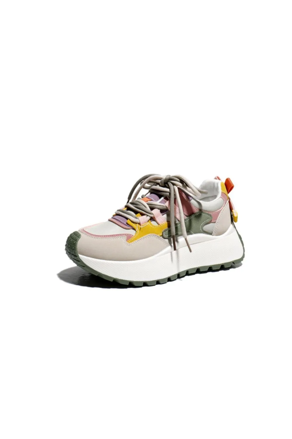 Lace Up Contrast Round Toe Platform Sneakers