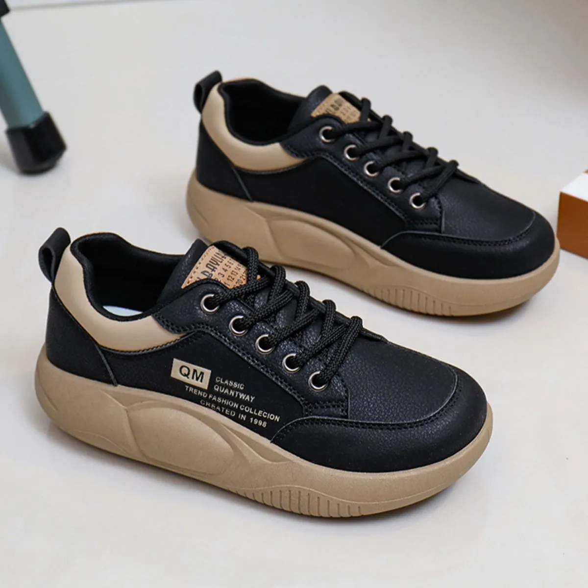 Lace Up Round Toe Platform Sneakers