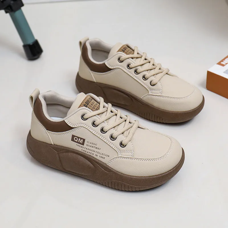 Lace Up Round Toe Platform Sneakers