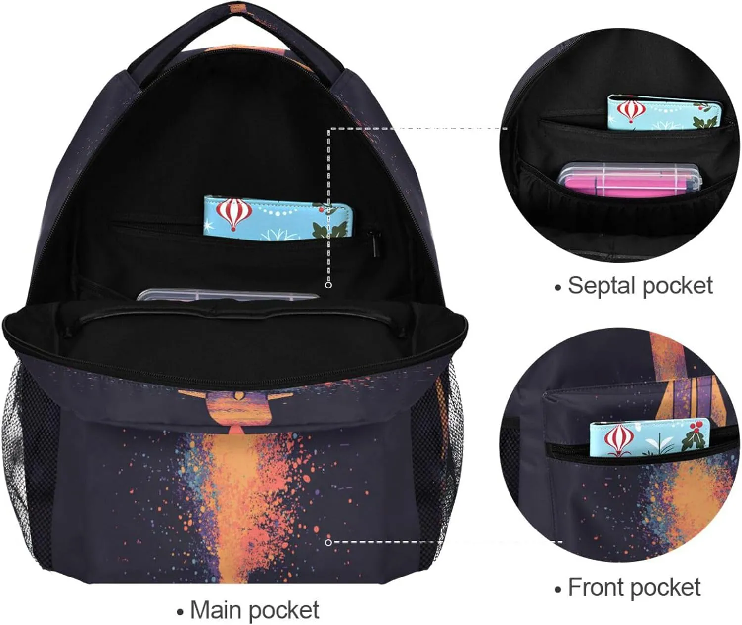Laptop Backpack for Men and Women Fashion Laptop Bookbag with Chest Strap for Business Work College Travel Trip Space ROCKETS