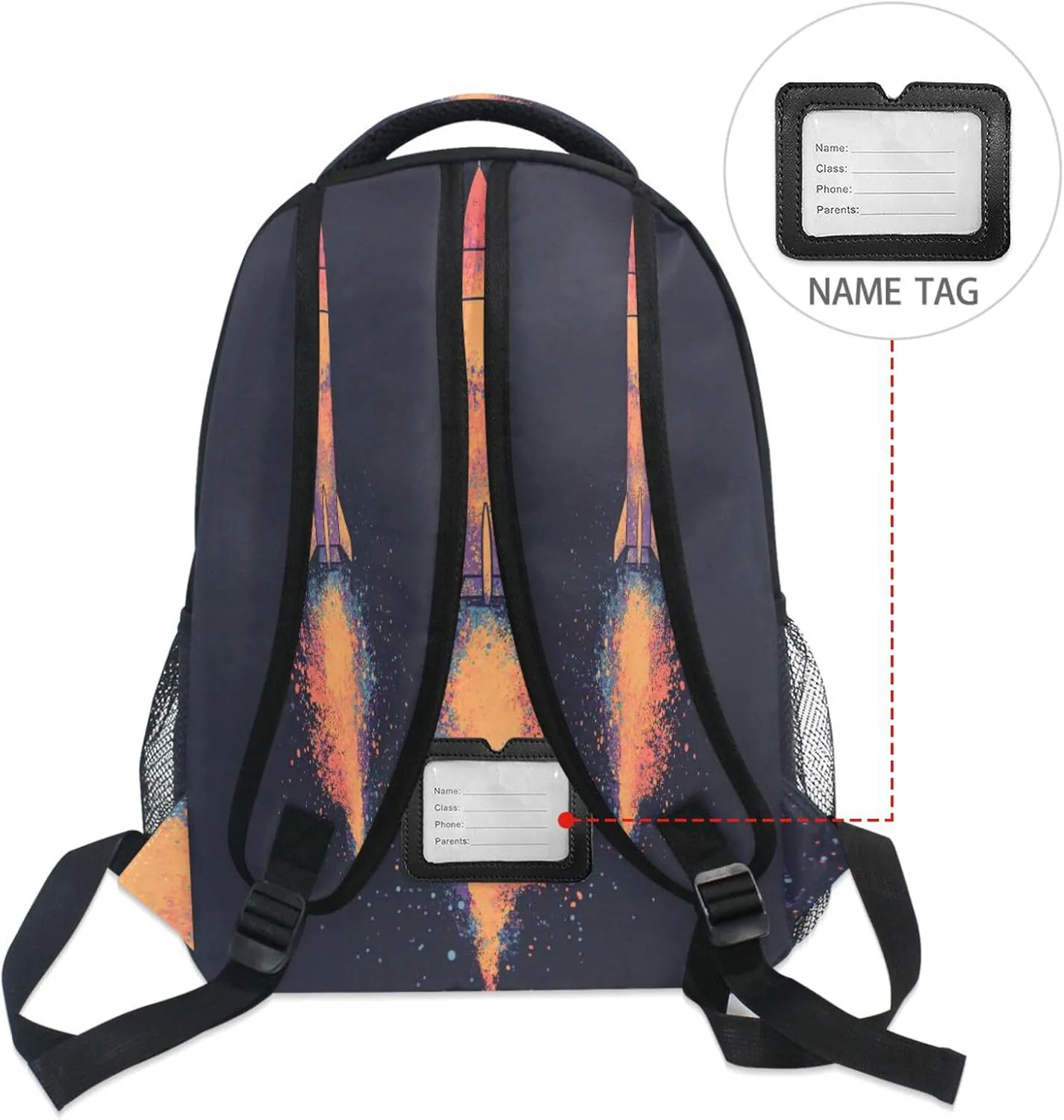 Laptop Backpack for Men and Women Fashion Laptop Bookbag with Chest Strap for Business Work College Travel Trip Space ROCKETS