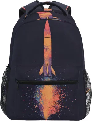 Laptop Backpack for Men and Women Fashion Laptop Bookbag with Chest Strap for Business Work College Travel Trip Space ROCKETS