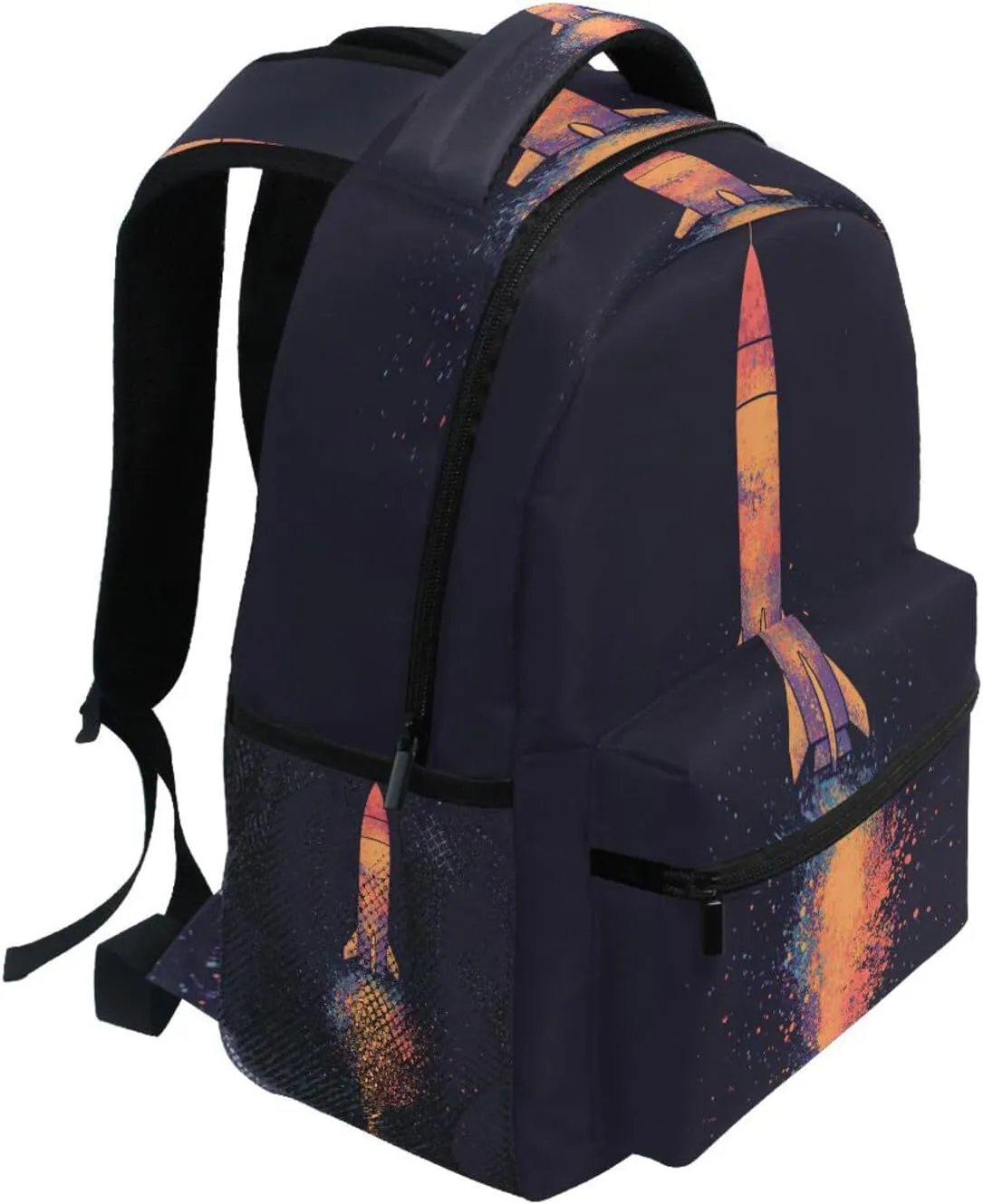 Laptop Backpack for Men and Women Fashion Laptop Bookbag with Chest Strap for Business Work College Travel Trip Space ROCKETS