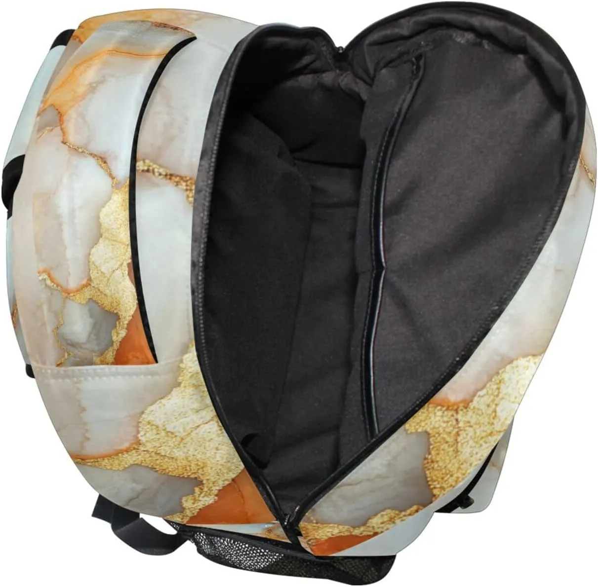 Laptop Backpack for Teens Boys Girls Waterproof Business Work Bag with Chest Strap for Travel Trip Marble White Orange
