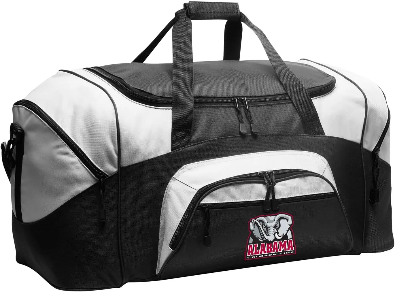Large Alabama Duffel Bag Alabama Suitcase or Gym Bag For Men A Man Him or Her! (Alabama Elephant Logo, Black)