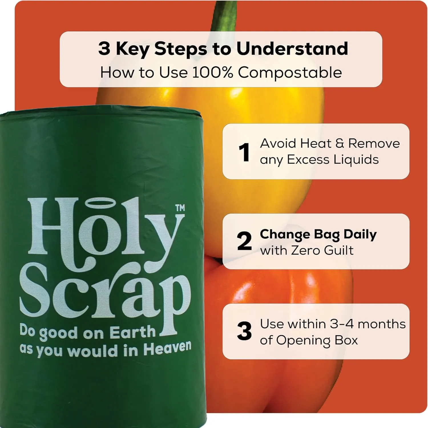 Large Compostable Drawstring Trash Bags - 8-10 Gallon, 30 Pack | Plastic-Free Kitchen & Bathroom Garbage Bags with Drawstring Handles | Thick Bin Bag Liners for Green & Food Waste