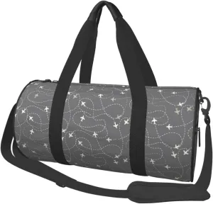 Large Duffle Bag for Travel - Airplane Routes Around The World Gym Bag for Women Men, Foldable Travel Bags for Women Men with Zippered Multiple Pockets
