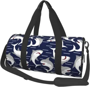 Large Duffle Bag for Travel - Angry Shark Gym Bag for Women Men, Foldable Travel Bags for Women Men with Zippered Multiple Pockets