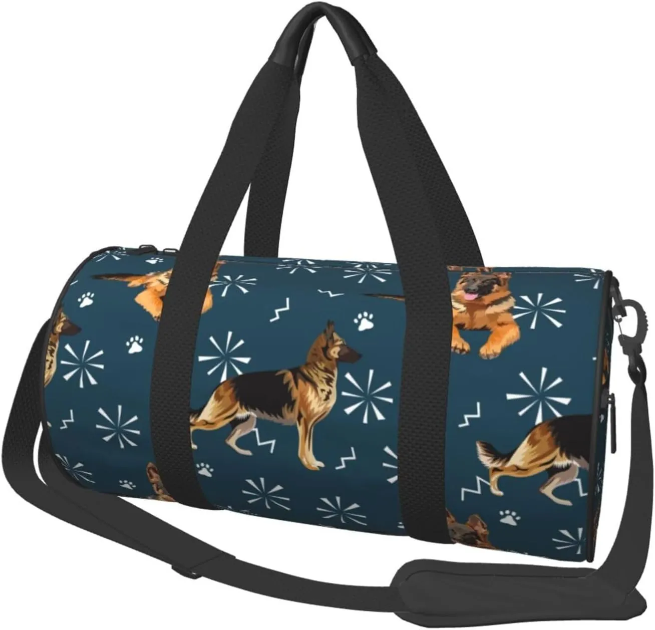 Large Duffle Bag for Travel - German Shepherd Dog Footprint Gym Bag for Women Men, Foldable Travel Bags for Women Men with Zippered Multiple Pockets