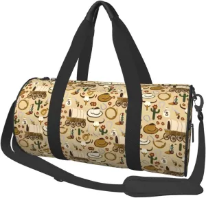 Large Duffle Bag for Travel - Wild West Cowboy Gym Bag for Women Men, Foldable Travel Bags for Women Men with Zippered Multiple Pockets
