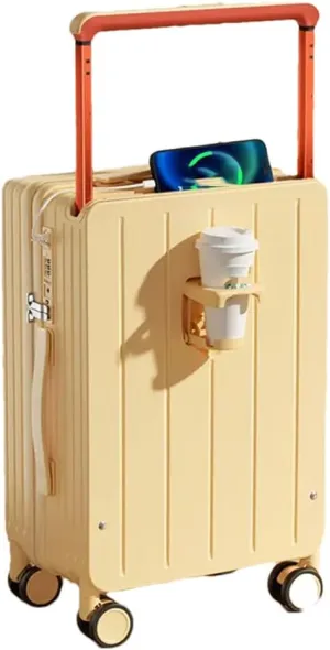 Large Handle Suitcase with Cup Holder, Travel Luggage, Password, Trolley Case, Travel Hand Bag, Wheeled Suitcase (Vertical Stripe a 24), Vertical Stripe A, 24