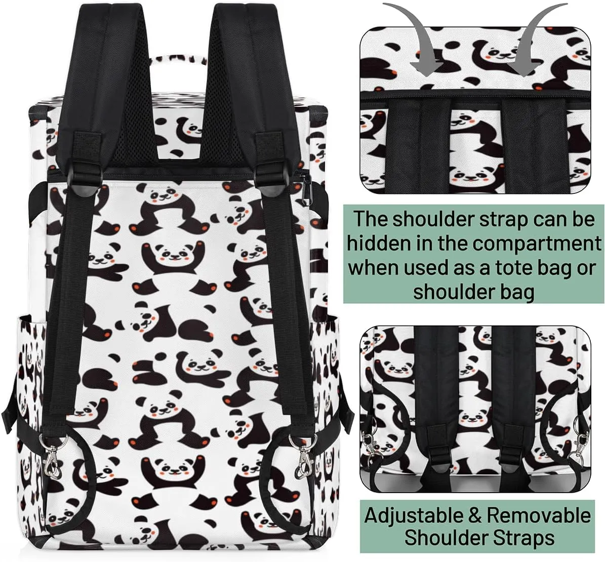 Large Sports Gym Bag With Shoe & Laptop Compartment 47L Waterproof Travel Duffel Bags for Men Women Animal Panda Pattern Luggage Backpack Duffle Bag