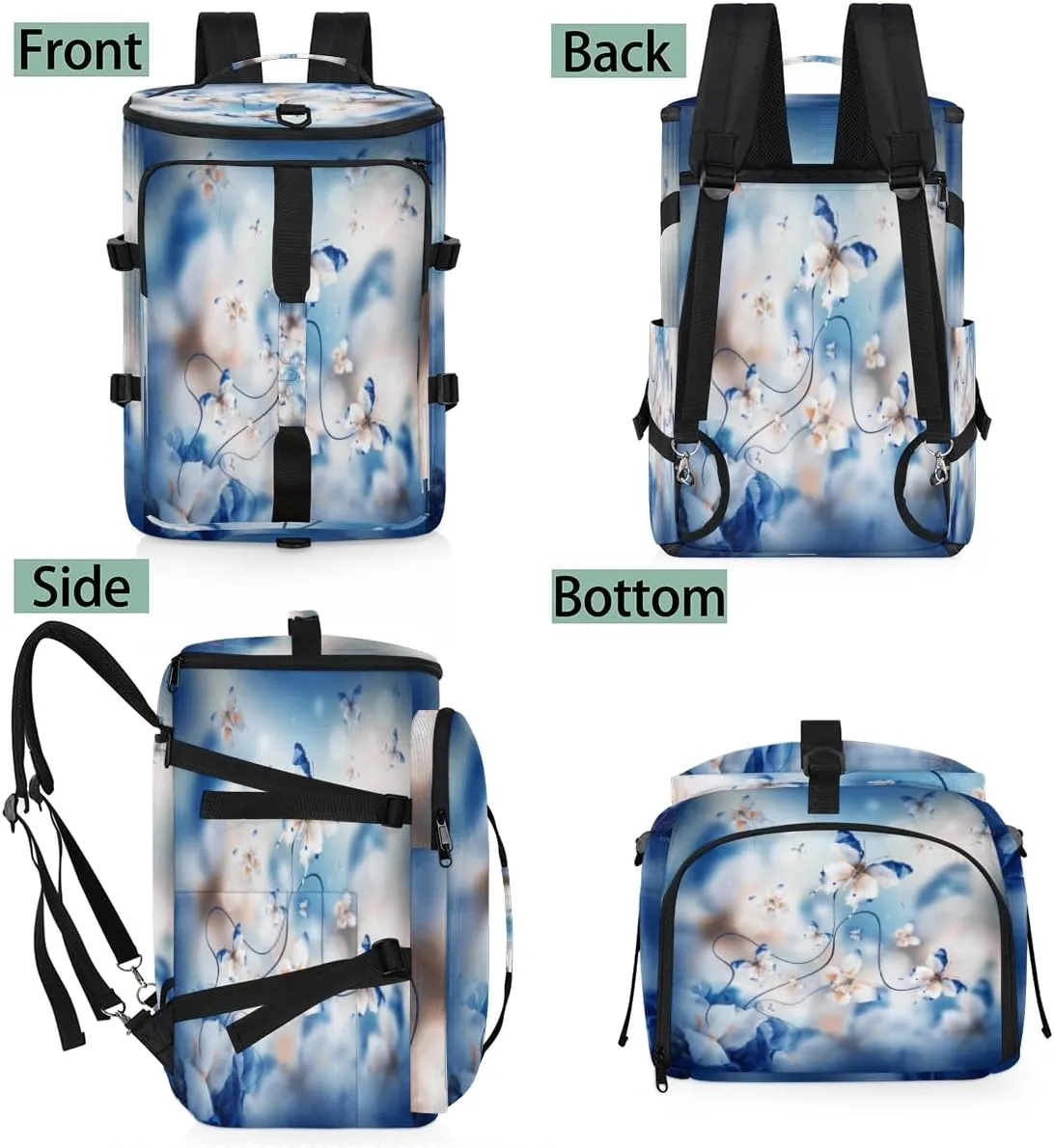 Large Sports Gym Bag With Shoe & Laptop Compartment 47L Waterproof Travel Duffel Bags for Men Women Butterfly Theme Luggage Backpack Duffle Bag