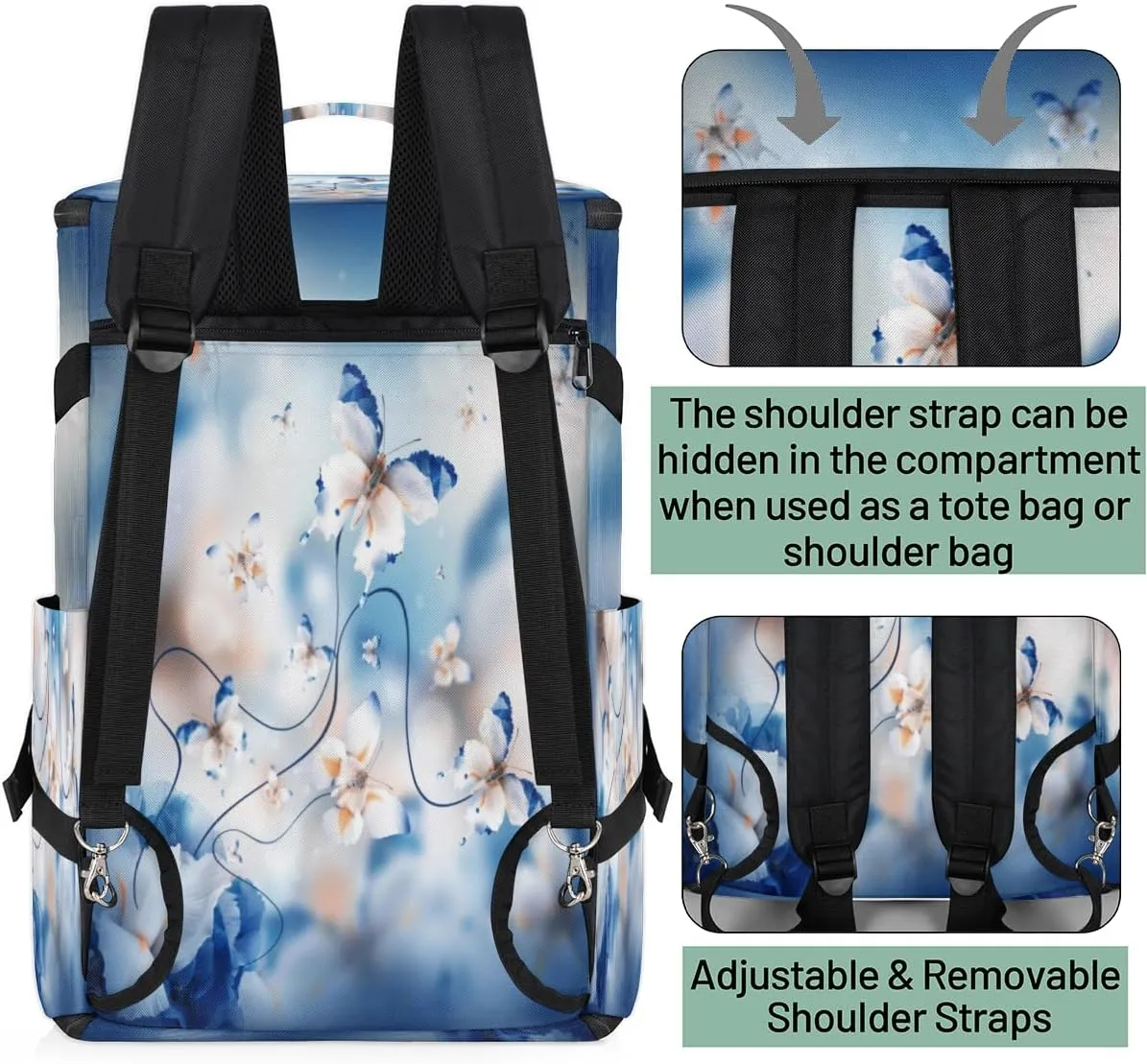 Large Sports Gym Bag With Shoe & Laptop Compartment 47L Waterproof Travel Duffel Bags for Men Women Butterfly Theme Luggage Backpack Duffle Bag