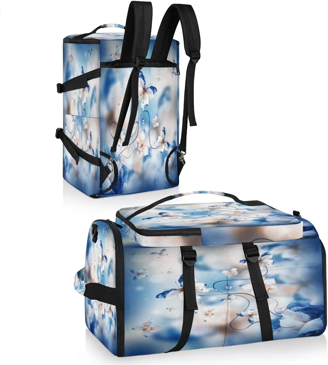 Large Sports Gym Bag With Shoe & Laptop Compartment 47L Waterproof Travel Duffel Bags for Men Women Butterfly Theme Luggage Backpack Duffle Bag