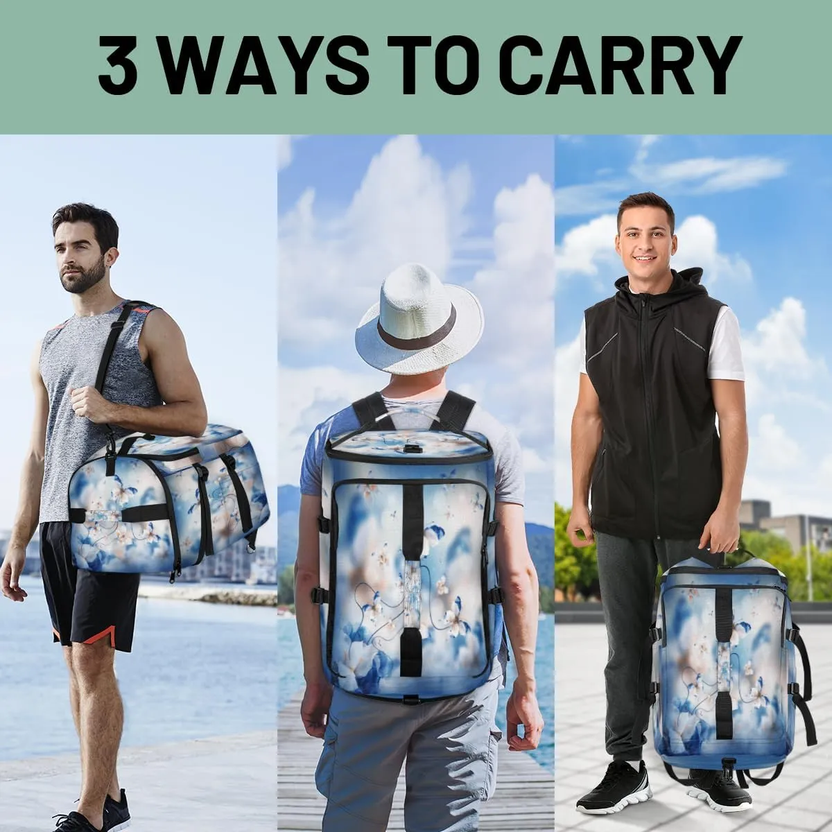 Large Sports Gym Bag With Shoe & Laptop Compartment 47L Waterproof Travel Duffel Bags for Men Women Butterfly Theme Luggage Backpack Duffle Bag