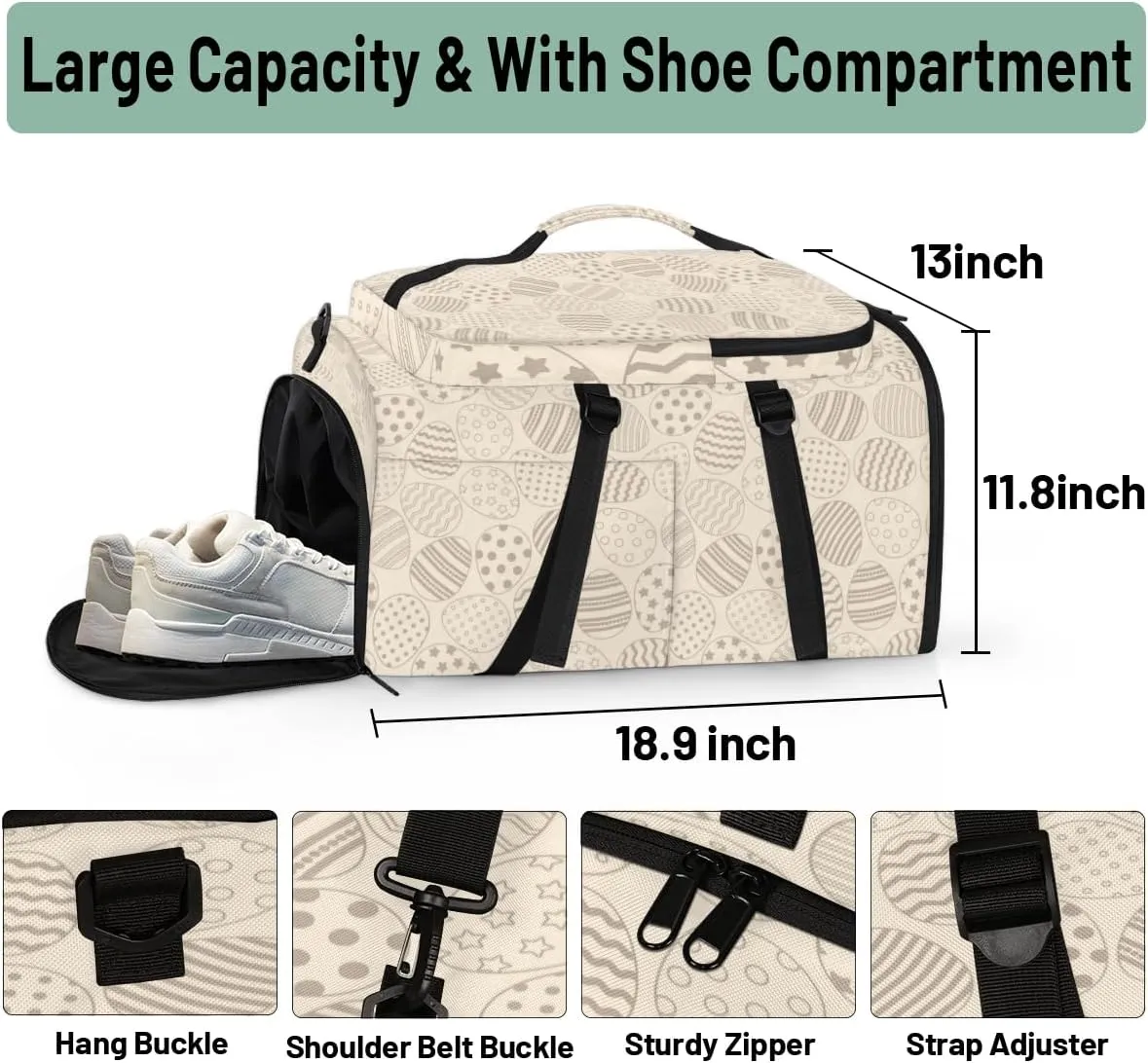 Large Sports Gym Bag With Shoe & Laptop Compartment 47L Waterproof Travel Duffel Bags for Men Women Cartoon Egg Star Luggage Backpack Duffle Bag
