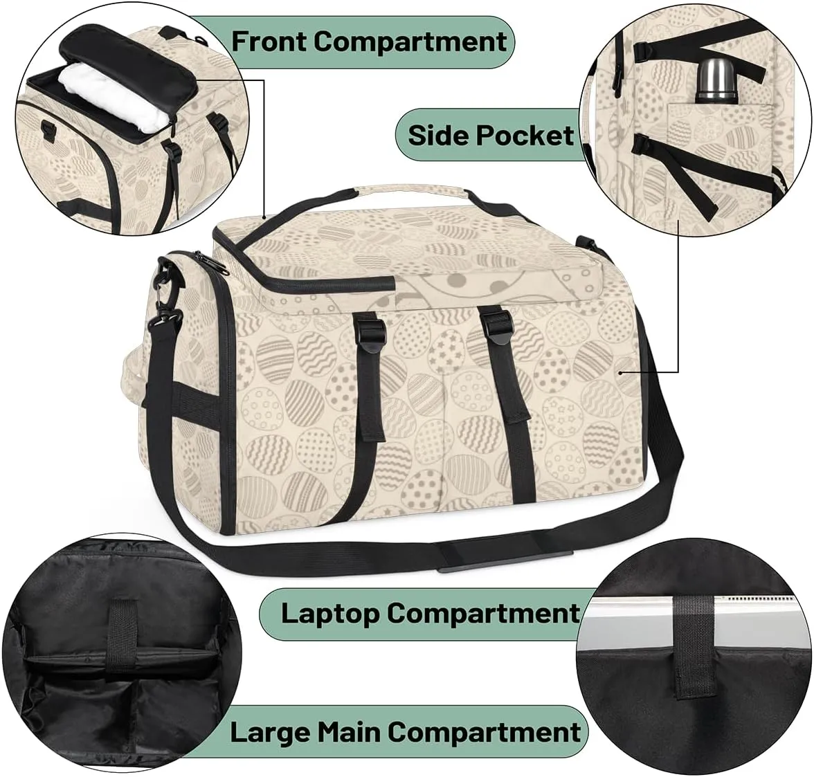 Large Sports Gym Bag With Shoe & Laptop Compartment 47L Waterproof Travel Duffel Bags for Men Women Cartoon Egg Star Luggage Backpack Duffle Bag