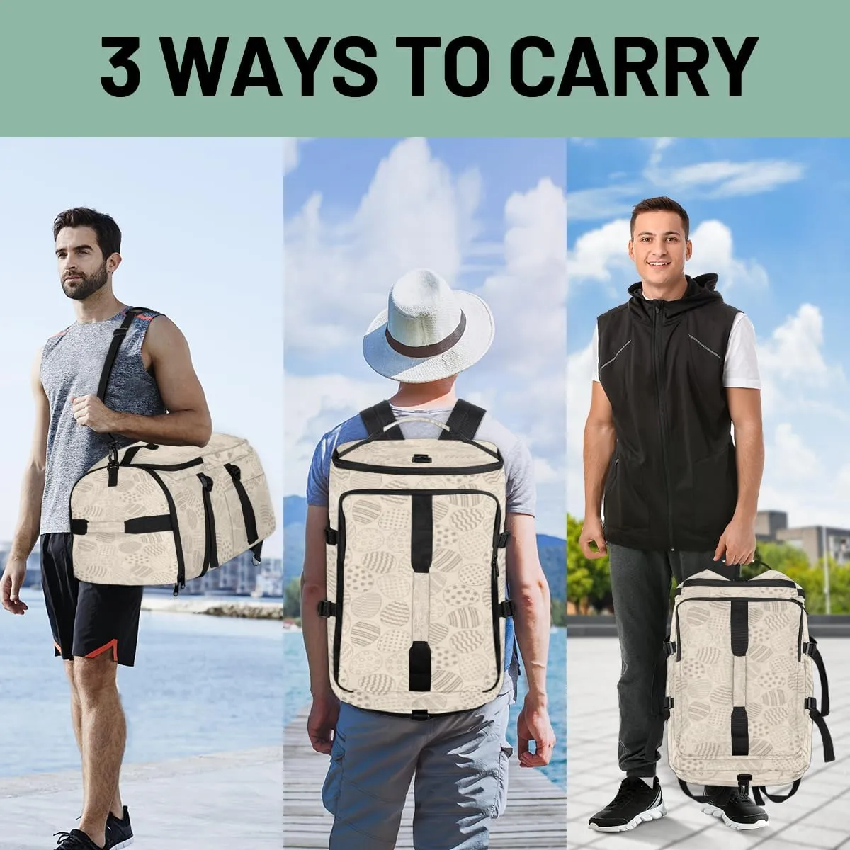 Large Sports Gym Bag With Shoe & Laptop Compartment 47L Waterproof Travel Duffel Bags for Men Women Cartoon Egg Star Luggage Backpack Duffle Bag