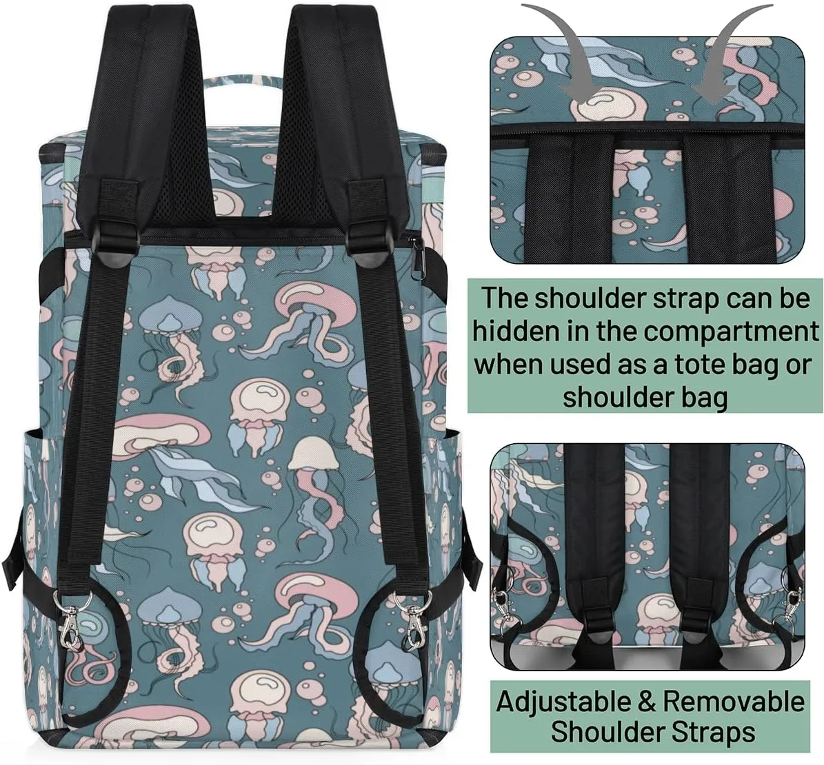 Large Sports Gym Bag With Shoe & Laptop Compartment 47L Waterproof Travel Duffel Bags for Men Women Cartoon Jellyfish Luggage Backpack Duffle Bag