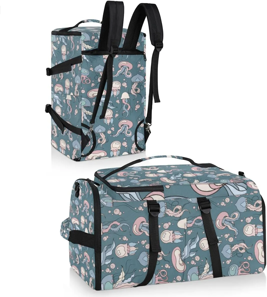 Large Sports Gym Bag With Shoe & Laptop Compartment 47L Waterproof Travel Duffel Bags for Men Women Cartoon Jellyfish Luggage Backpack Duffle Bag