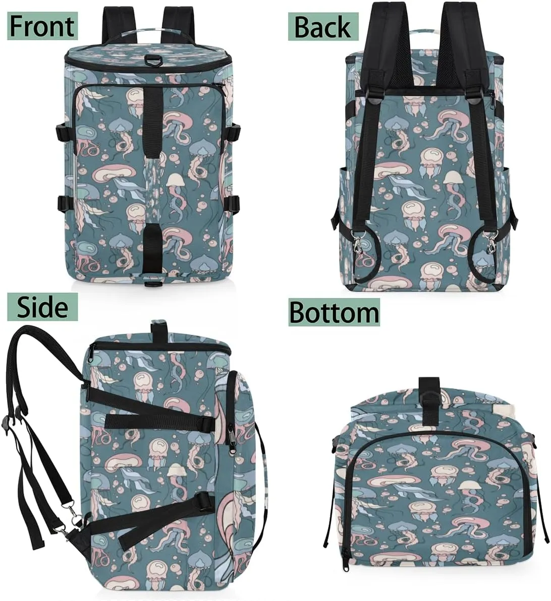 Large Sports Gym Bag With Shoe & Laptop Compartment 47L Waterproof Travel Duffel Bags for Men Women Cartoon Jellyfish Luggage Backpack Duffle Bag