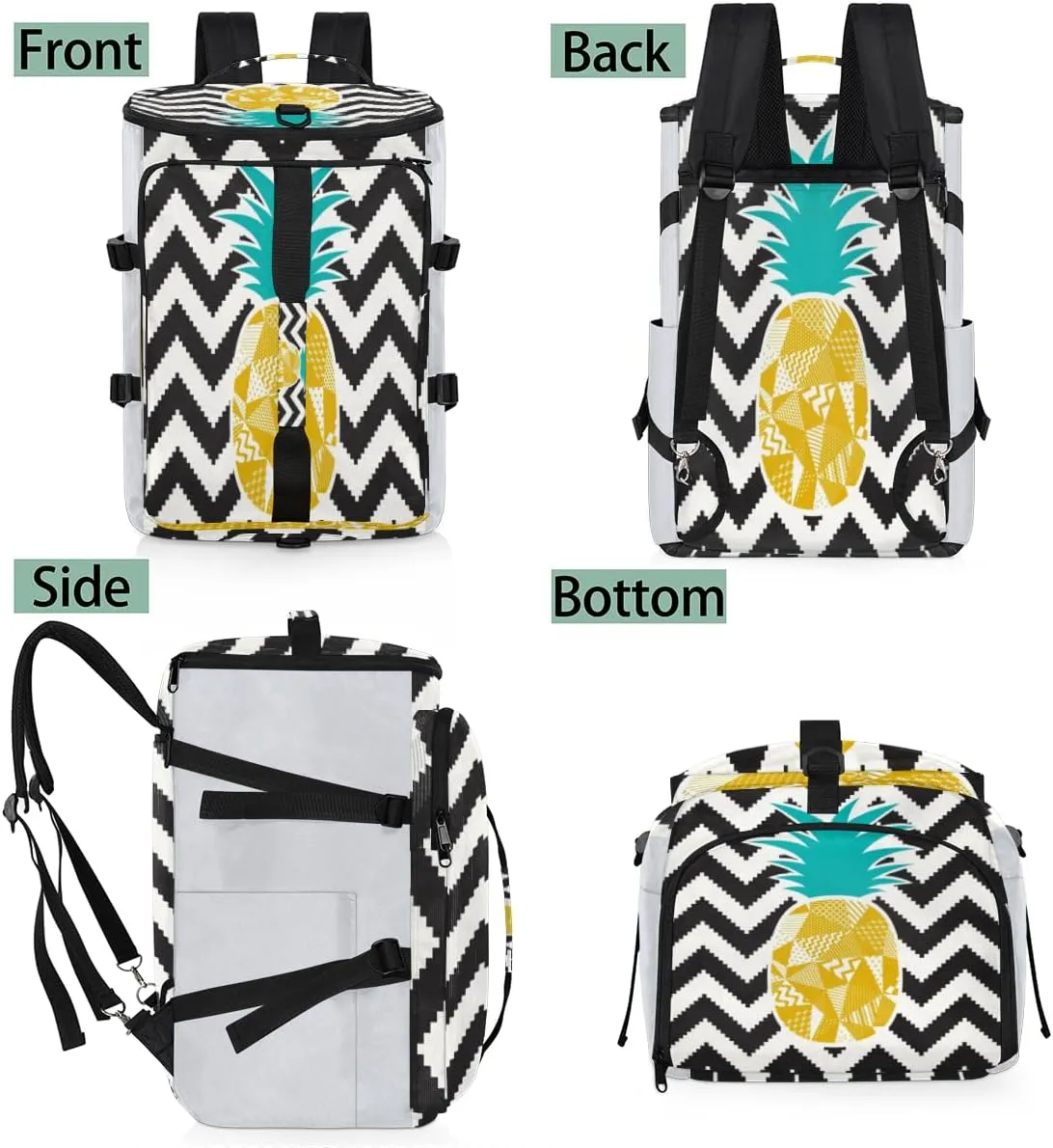 Large Sports Gym Bag With Shoe & Laptop Compartment 47L Waterproof Travel Duffel Bags for Men Women Pineapple Illustration Luggage Backpack Duffle Bag