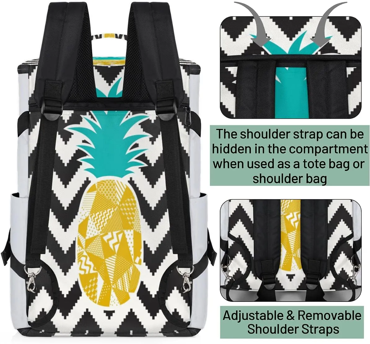 Large Sports Gym Bag With Shoe & Laptop Compartment 47L Waterproof Travel Duffel Bags for Men Women Pineapple Illustration Luggage Backpack Duffle Bag