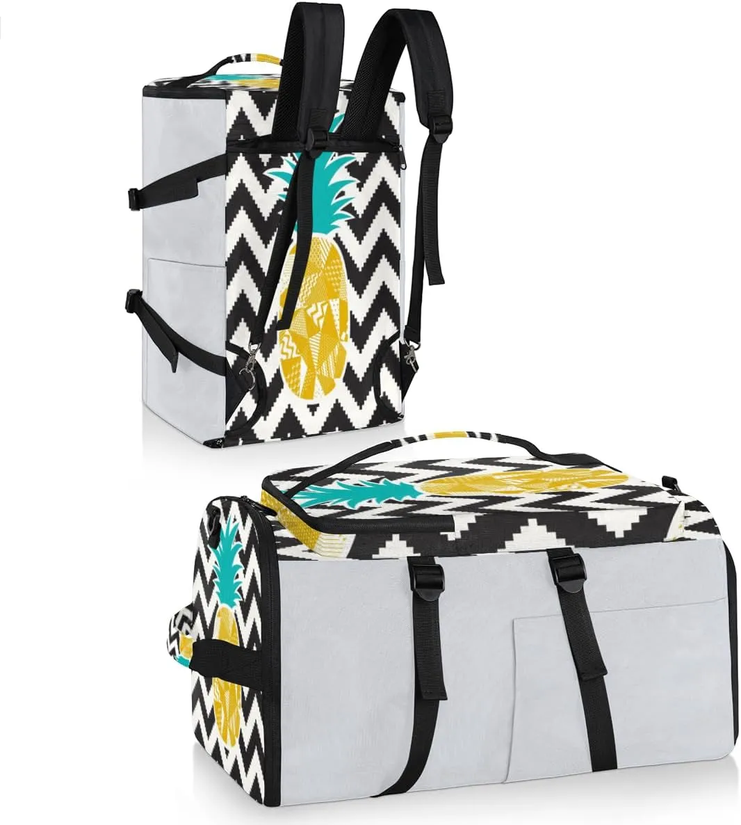 Large Sports Gym Bag With Shoe & Laptop Compartment 47L Waterproof Travel Duffel Bags for Men Women Pineapple Illustration Luggage Backpack Duffle Bag