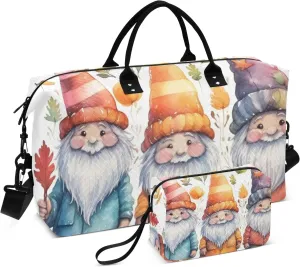 Large Travel Duffel Bag Sports Tote Gym Bag Overnight Weekender Bags Gnome Dwarf Leaf Carry On Luggage with Toiletry Bags