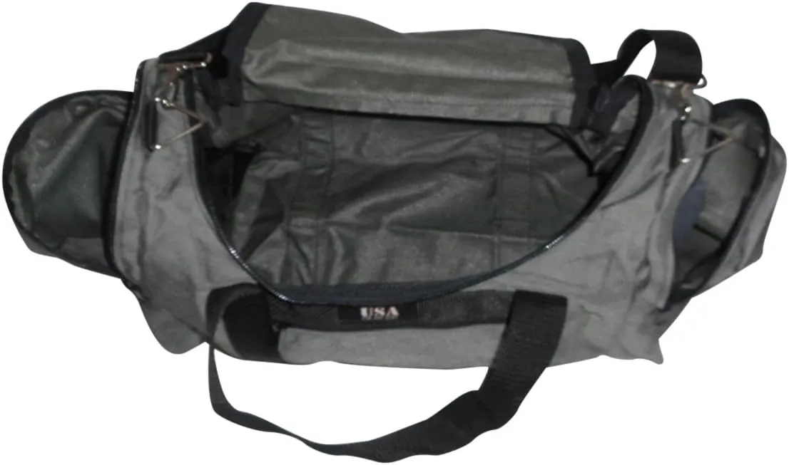 Large Triple Duffle with U Opening, Front Pocket and Two Side Compartment, Perfect Cabin Bag Made in USA.