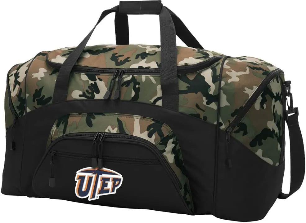 Large UTEP Miners Duffel Bag CAMO UTEP Suitcase Duffle Luggage Gift Idea for Men Man