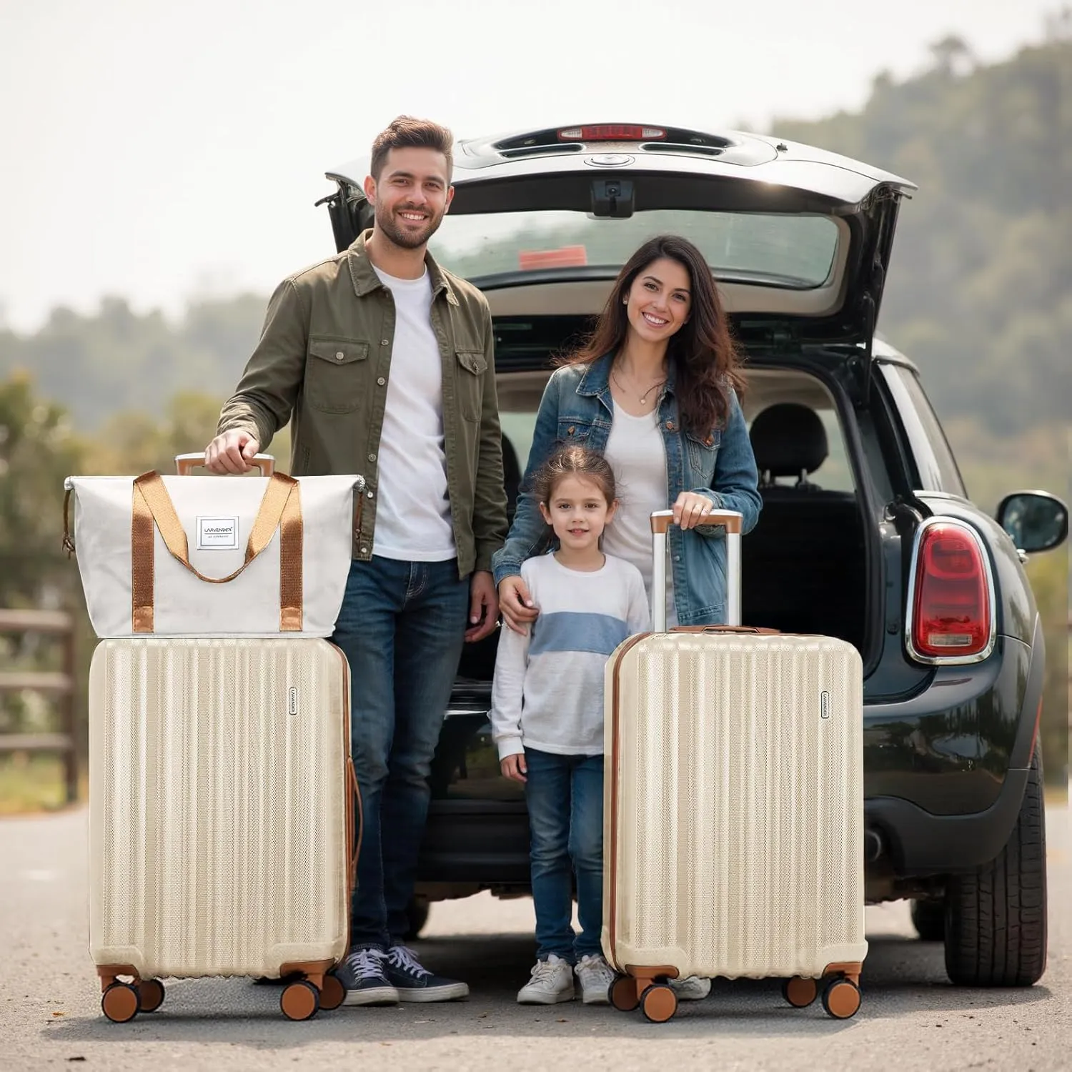LARVENDER Luggage Set 6 Piece Large Suitcases with Wheels, Suitcase Set ABS Hard Shell Luggage Sets with Spinner Wheels, Carry On Luggage TSA Lock Travel Luggage for Men Women(Cream)