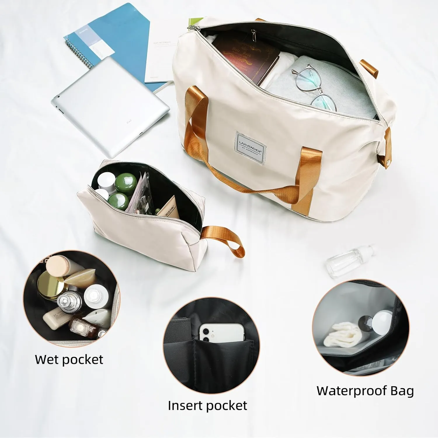 LARVENDER Luggage Set 6 Piece Large Suitcases with Wheels, Suitcase Set ABS Hard Shell Luggage Sets with Spinner Wheels, Carry On Luggage TSA Lock Travel Luggage for Men Women(Cream)