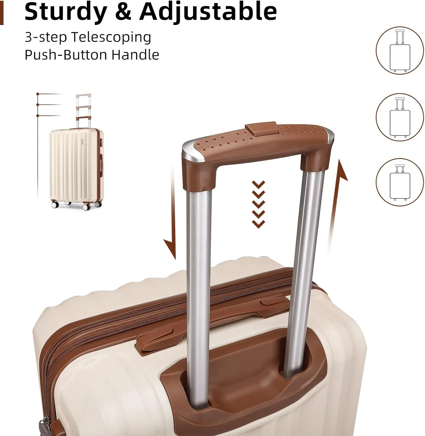 LARVENDER Luggage Sets 6 Piece, Expandable Hardside Suitcase Set Carry on Luggage with Spinner Wheels, Lightweight Travel Luggage Set with TSA Locks for Men and Women, Cream White