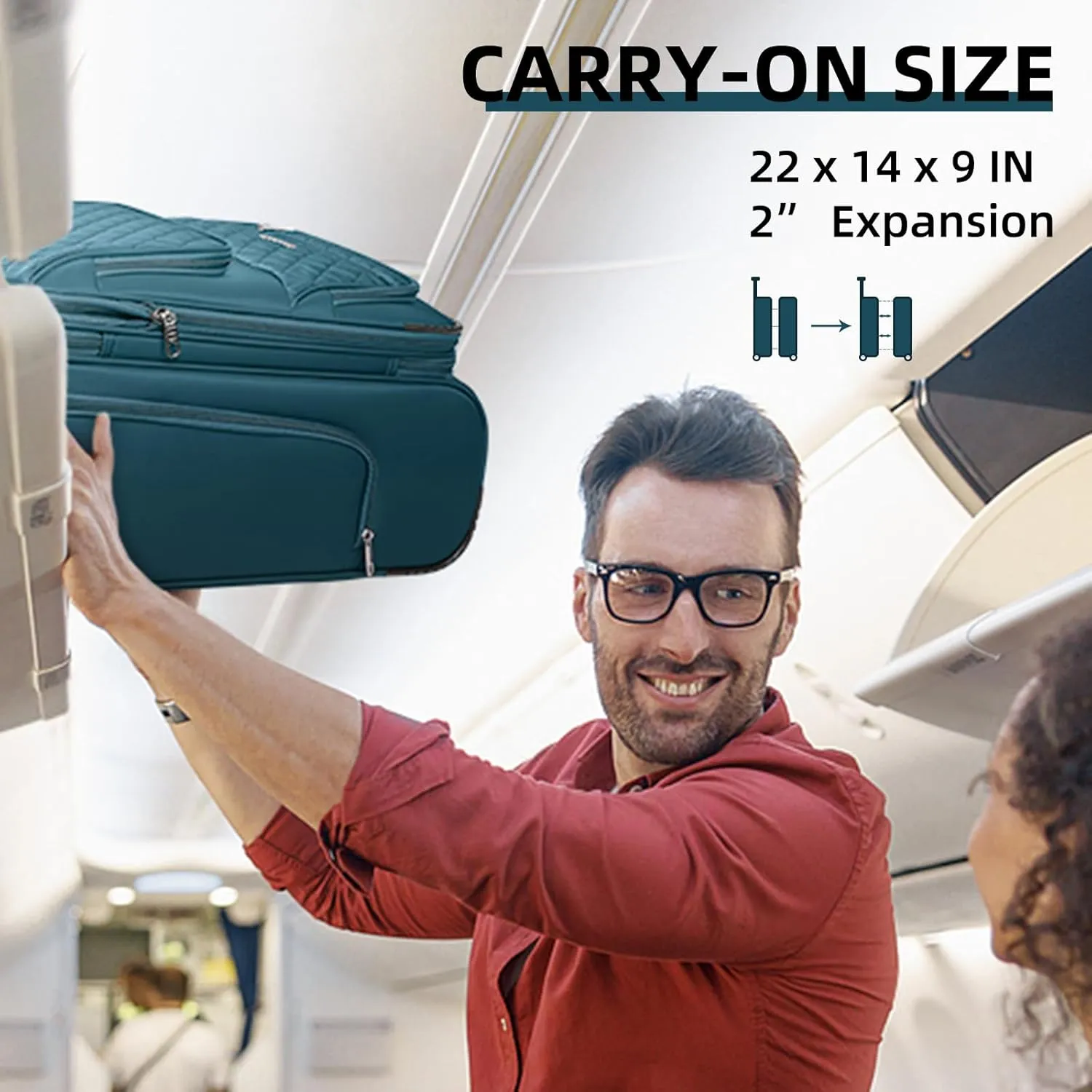 LARVENDER Softside Carry On Luggage 3 Piece, Expandable Carry On Luggage 22x14x9 Airline Approved 20-inch Carry on Suitcase with Spinner Wheels for Men Women, TSA Lock, Blue (20/BP/TB)