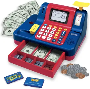 Learning Resources Pretend & Play Teaching Cash Register, 73 Piece Set, Ages 3 , Talking Register, Counting Activities, Money Management