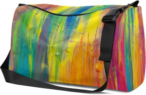 Leather Sport Gym Bag Colorful Abstract Graffiti Weekender Bag for Women and Men Carry On Bag Color Pigment Travel Duffel Bag