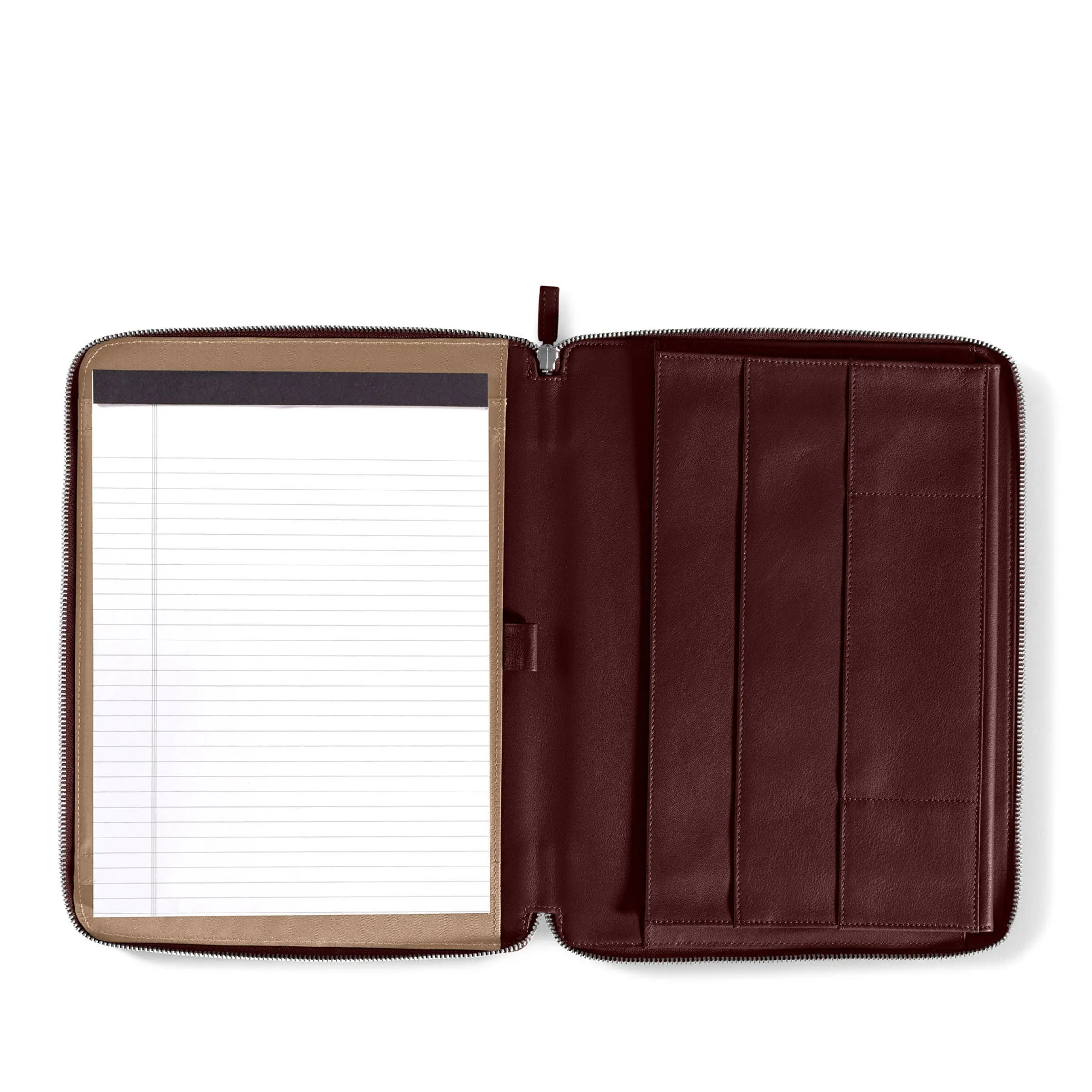 Left Handed Executive Zippered Portfolio Bordeaux