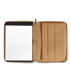 Left Handed Executive Zippered Portfolio Camel