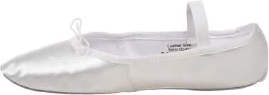 LEO 063 White Satin Full Sole Ballet Slippers