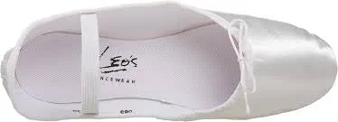 LEO 063 White Satin Full Sole Ballet Slippers