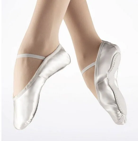 LEO 063 White Satin Full Sole Ballet Slippers