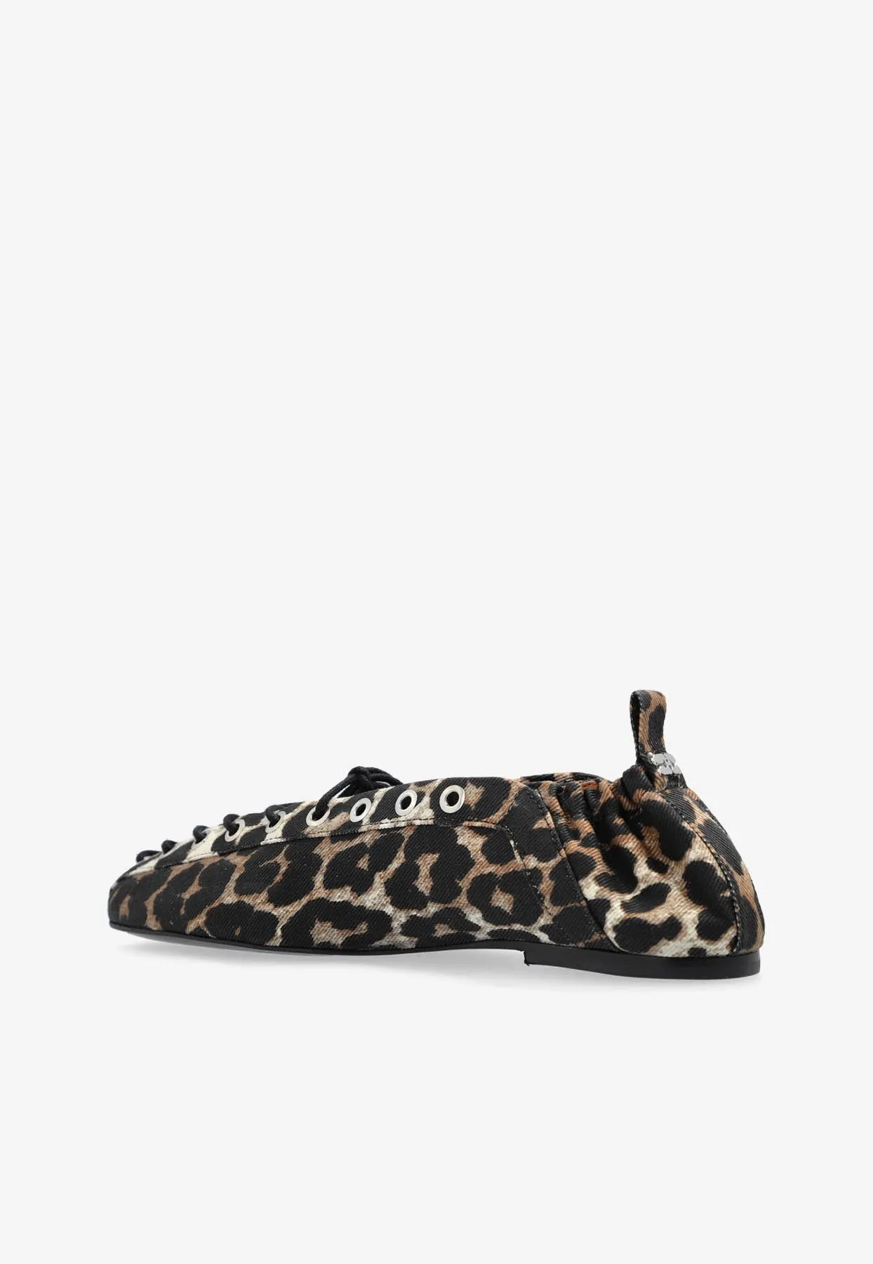 Leopard Print Lace-Up Ballet Flats