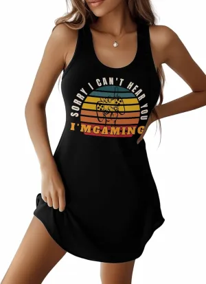 Libaoge Nightgowns for Women I'm Gaming Sleeveless Sleepwear Racerback Women's Nightgowns & Sleepshirts S-4XL
