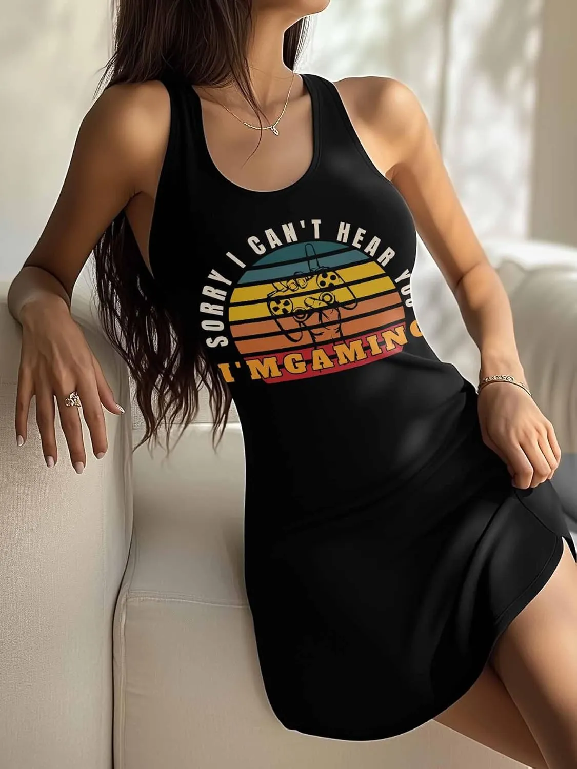 Libaoge Nightgowns for Women I'm Gaming Sleeveless Sleepwear Racerback Women's Nightgowns & Sleepshirts S-4XL