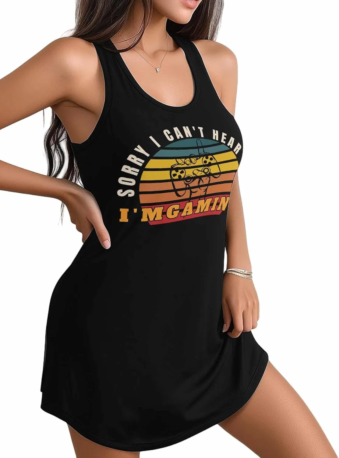 Libaoge Nightgowns for Women I'm Gaming Sleeveless Sleepwear Racerback Women's Nightgowns & Sleepshirts S-4XL